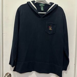 Ralph Lauren Navy Sailor Sweatshirt Classic Design 100% Cotton Sz L